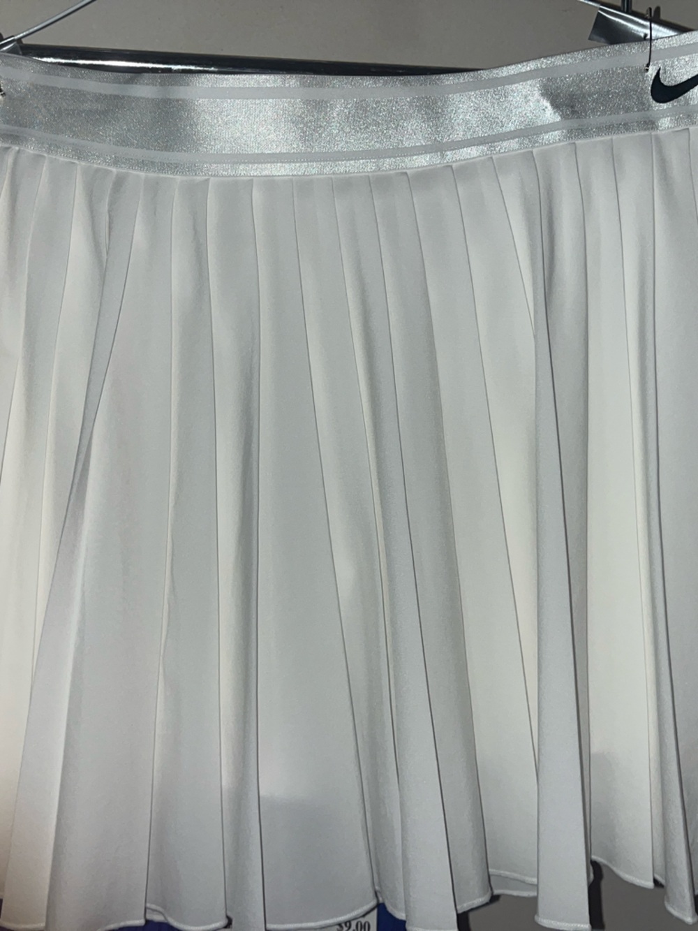 Nike White Pleated Skater Tennis Skirt with Logo Waistband